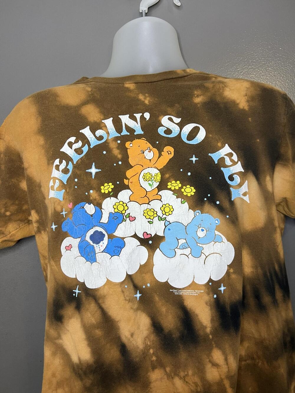 Care Bears Shirt Mens Medium Brown Tie Dye Feelin So Fly Graphic Tee Cartoon